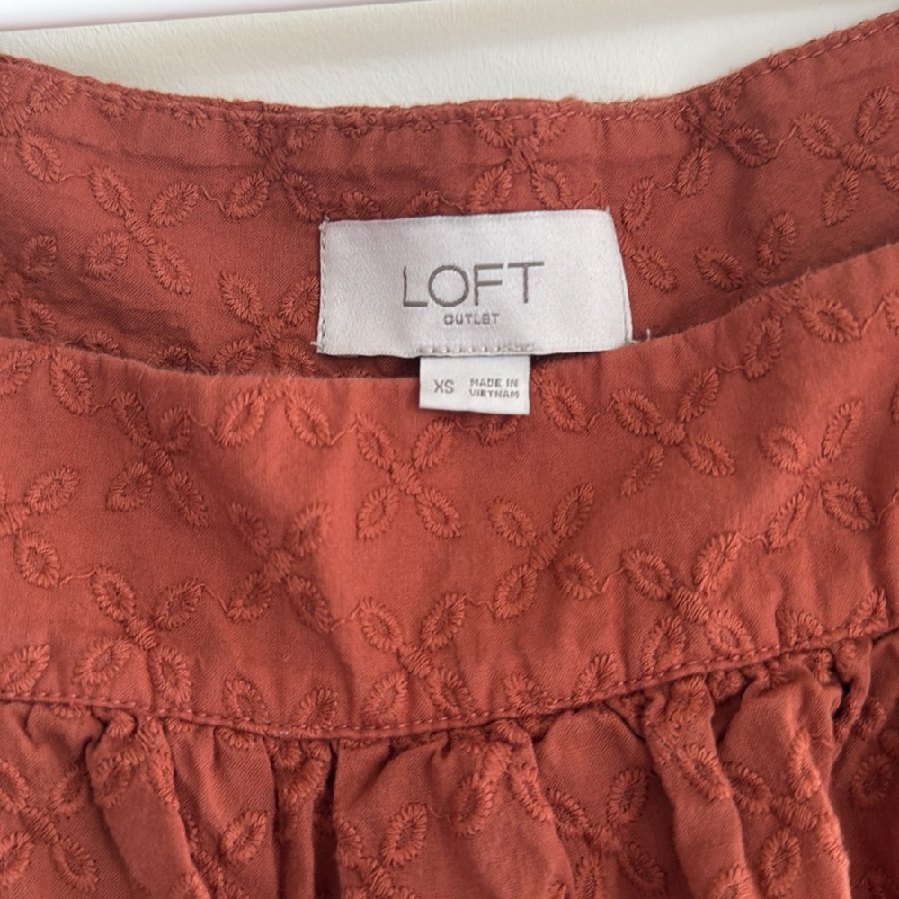 Loft Orange Eyelet Puff Sleeve Mini Dress - Picture 3 of 3